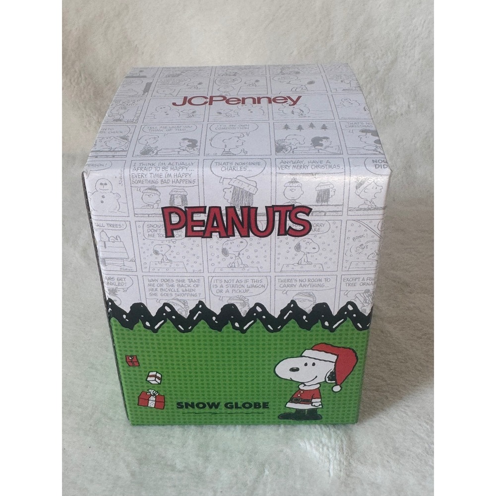 Peanuts Snoopy Snow Globe 2025 JCPenney Red Green New Box Damage Holiday Decor